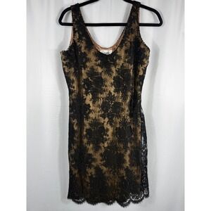 Vintage Jeanette for St Martin Sport Black Lace Sequins Gold‎ Lined Dress S READ